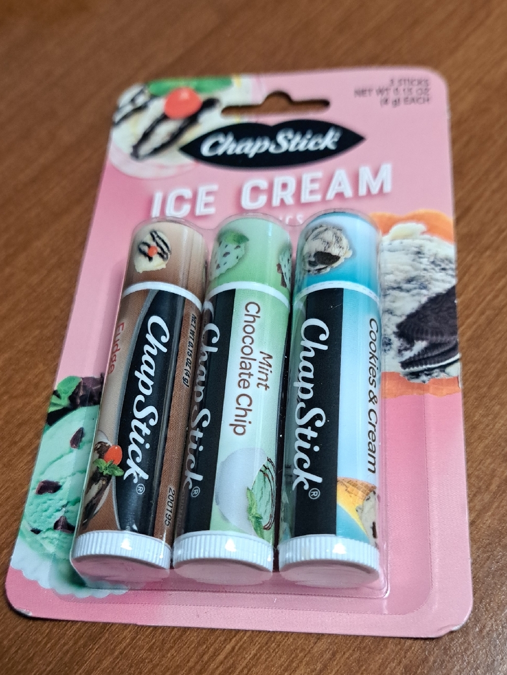 ChapStick Ice Cream Lip Balm 3-Pack - Brown, Green, Blue